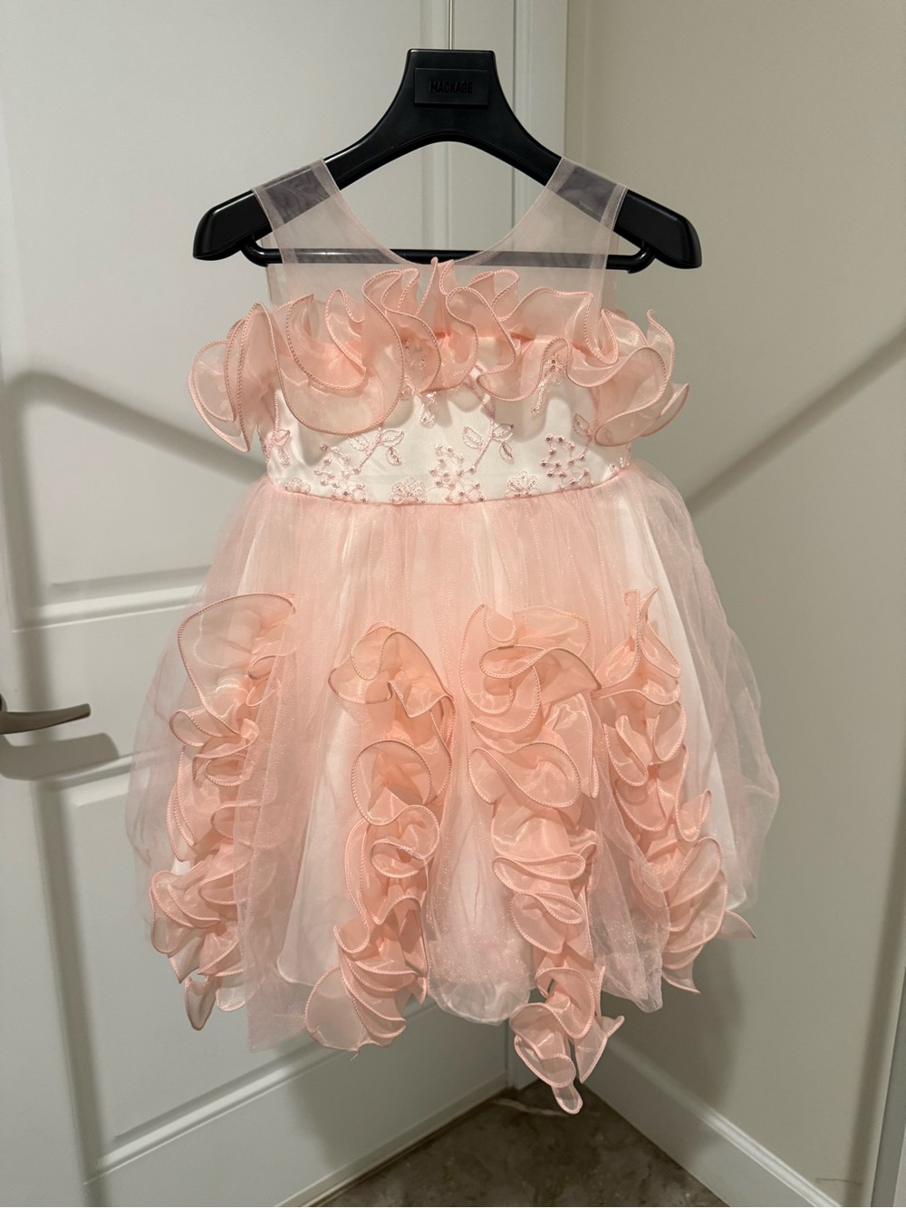 Girls' Peach Ruffle Tulle Party Dress 4T